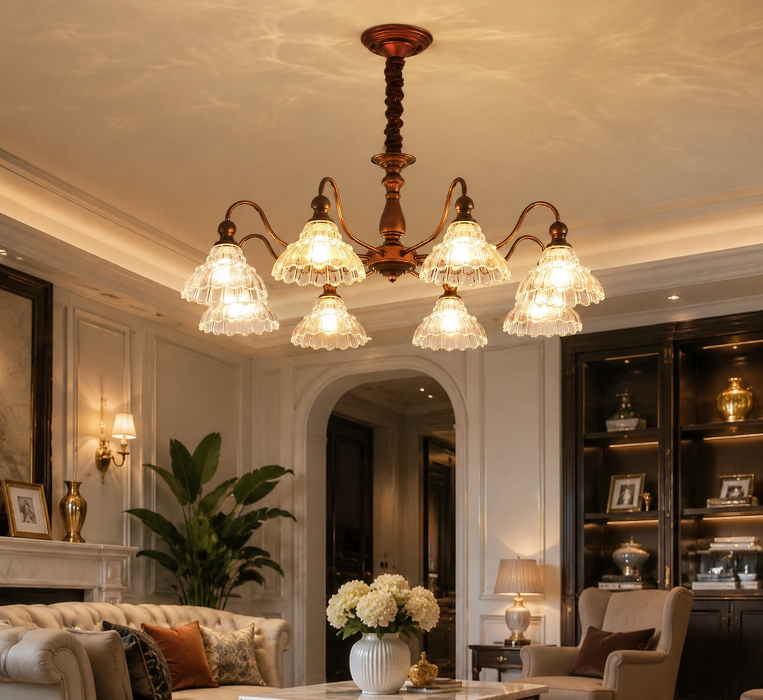 French Retro Glass Chandelier