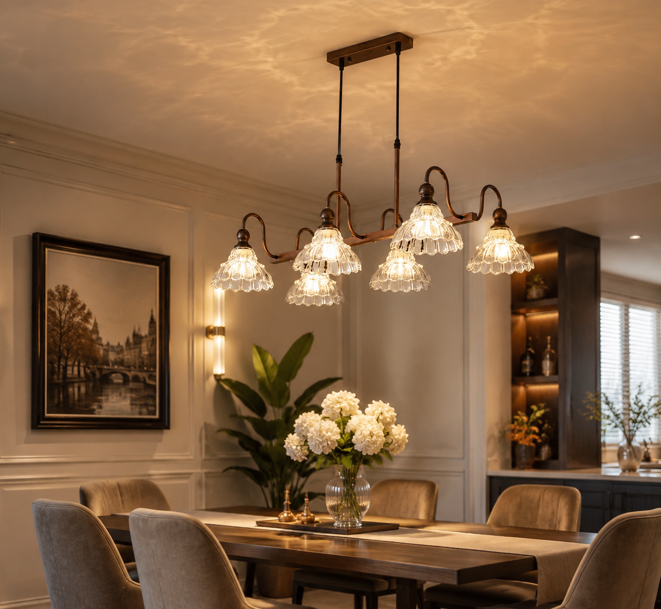 French Retro Glass Chandelier