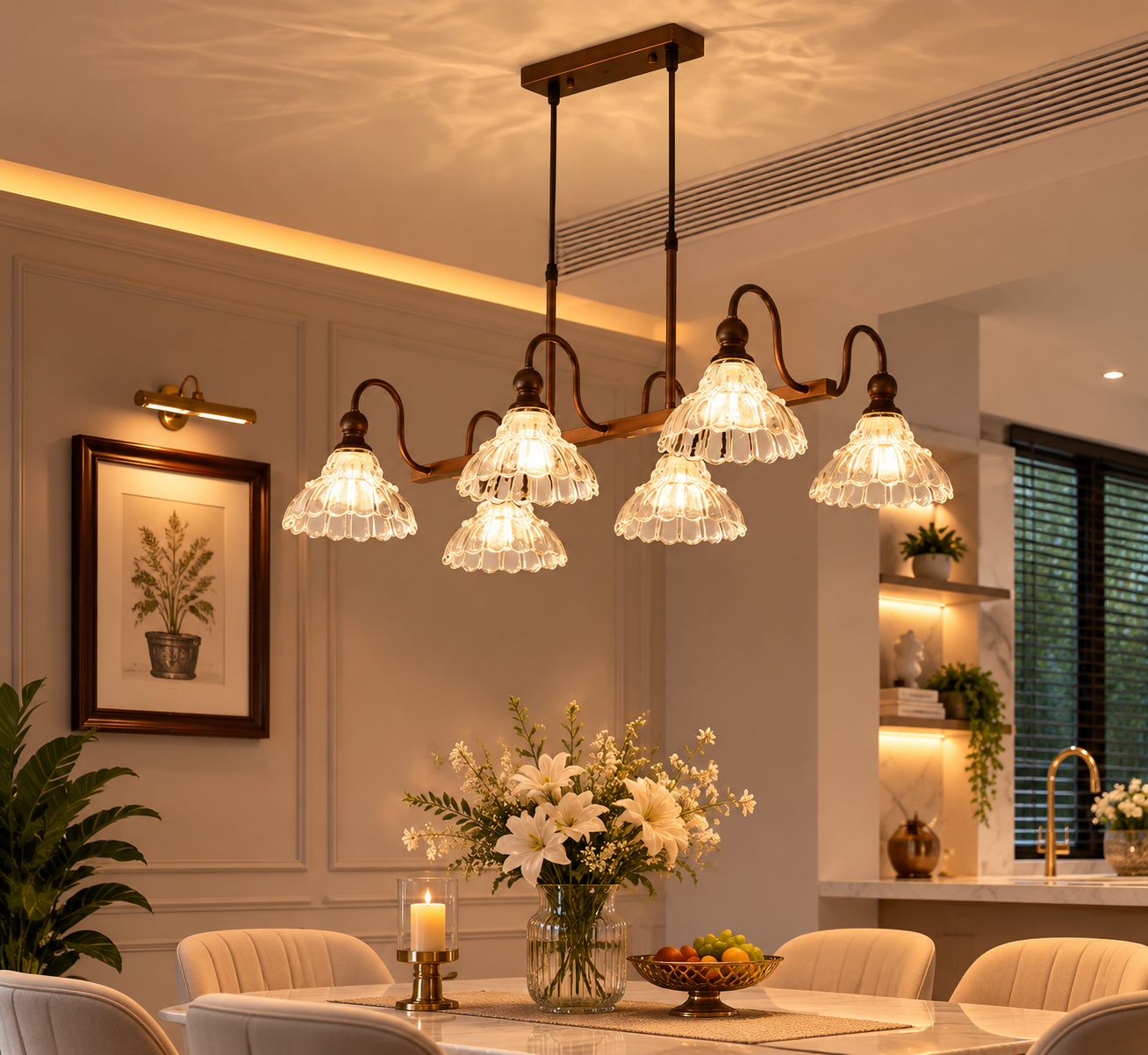 French Retro Glass Chandelier