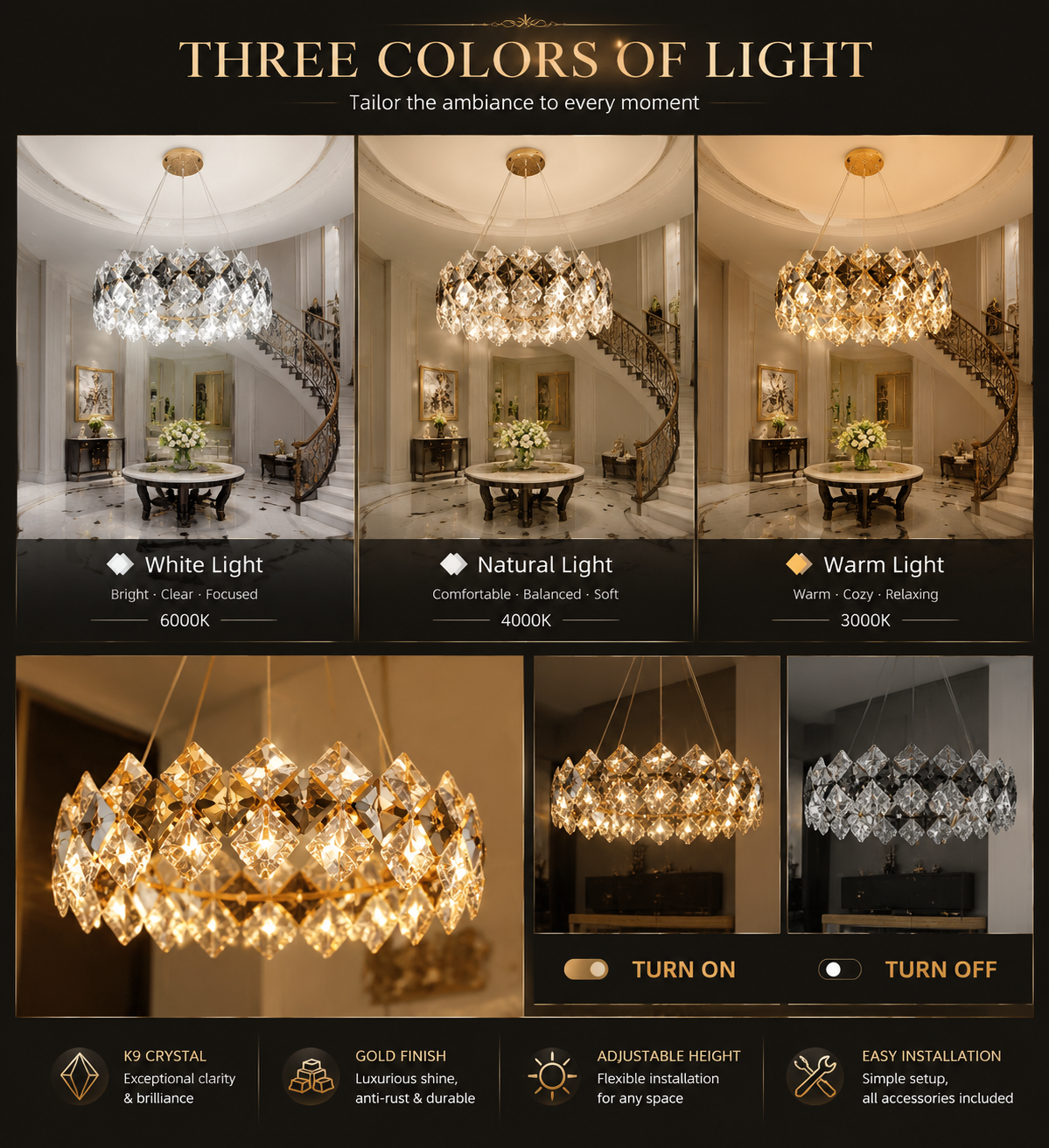Modern Crystal Chandelier Pendant Light