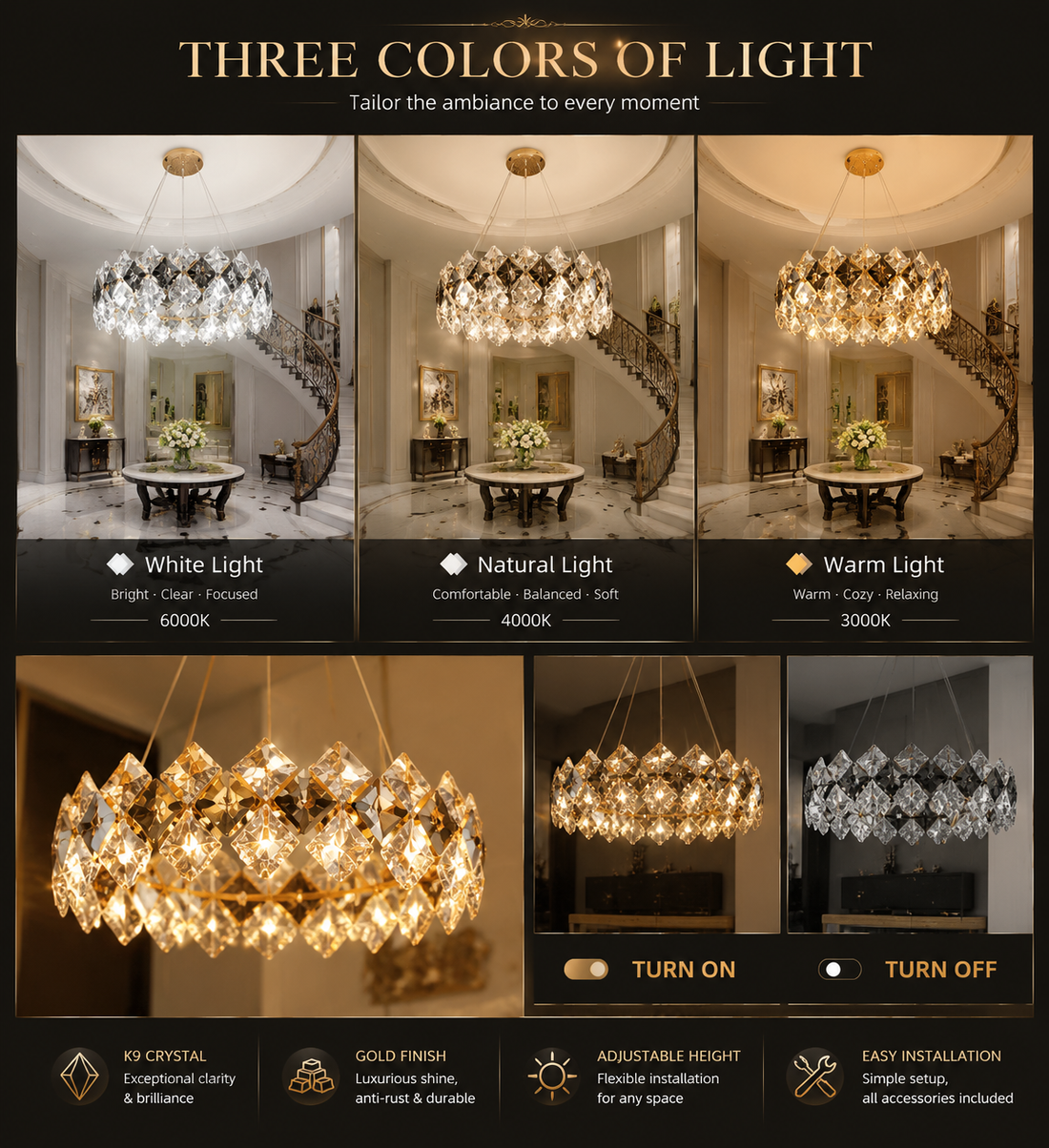 Modern Crystal Chandelier Pendant Light