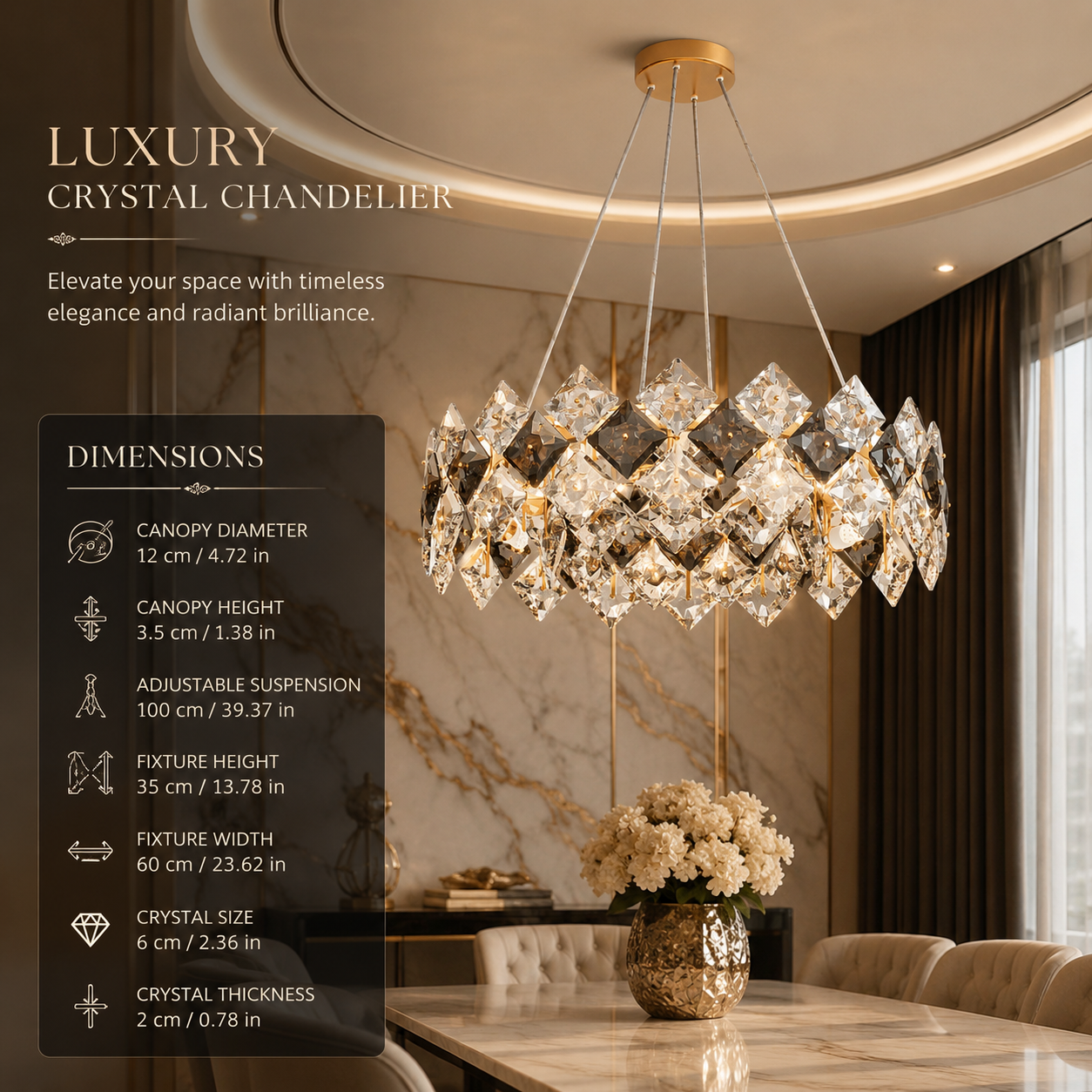 Modern Crystal Chandelier Pendant Light