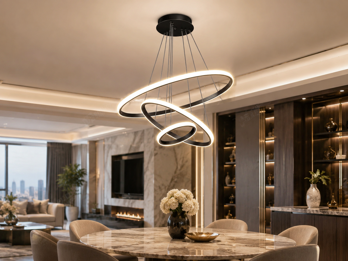 Circle Rings LED Pendant Light | Aluminum Body | Multi-Color Temperature