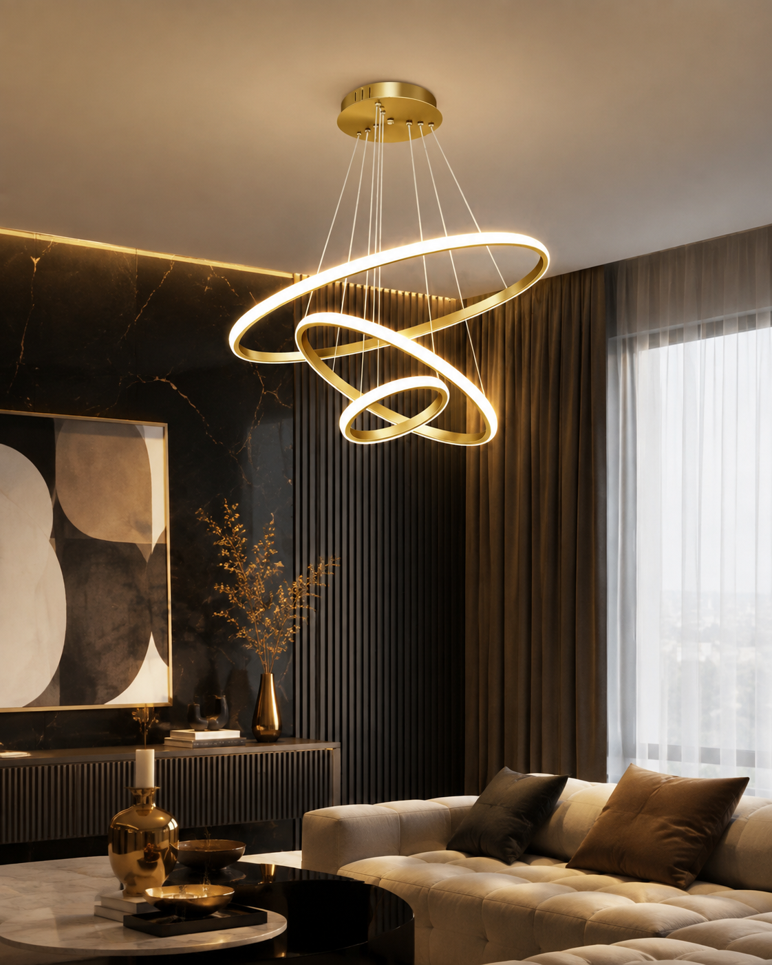 Circle Rings LED Pendant Light | Aluminum Body | Multi-Color Temperature