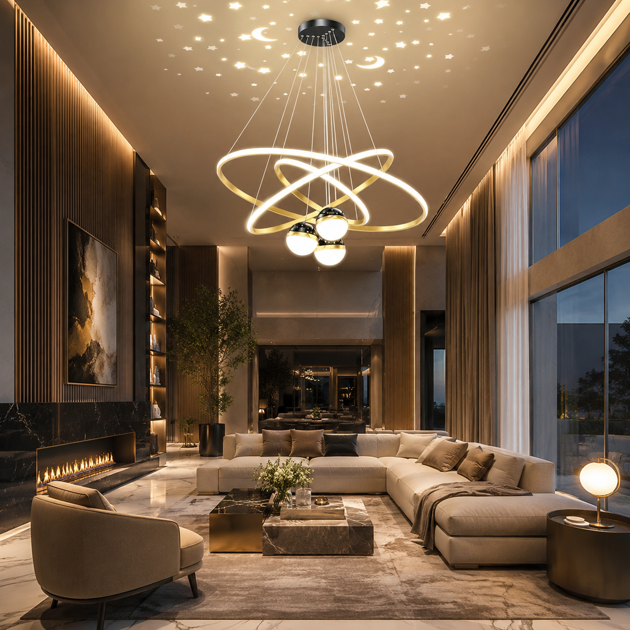Circle Rings LED Pendant Light | Aluminum Body | Multi-Color Temperature