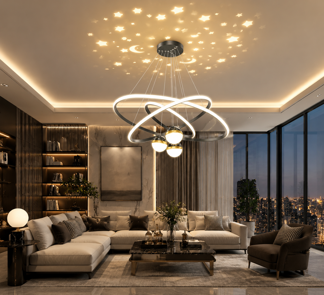 Circle Rings LED Pendant Light | Aluminum Body | Multi-Color Temperature