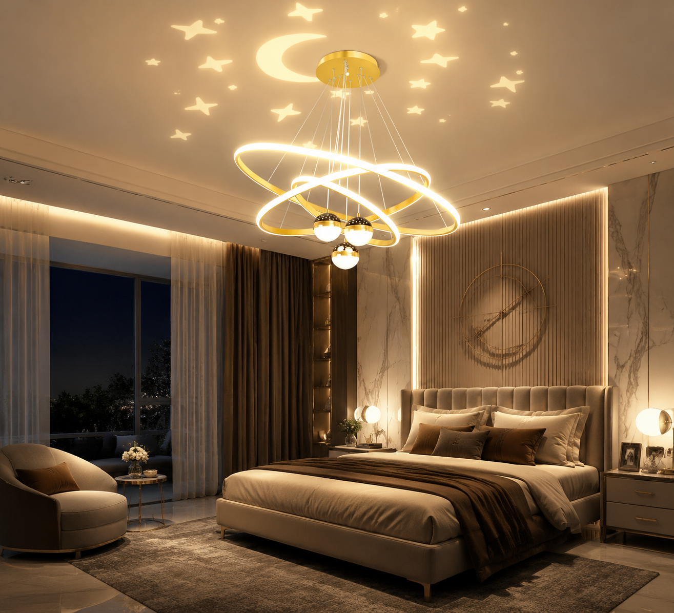Circle Rings LED Pendant Light | Aluminum Body | Multi-Color Temperature