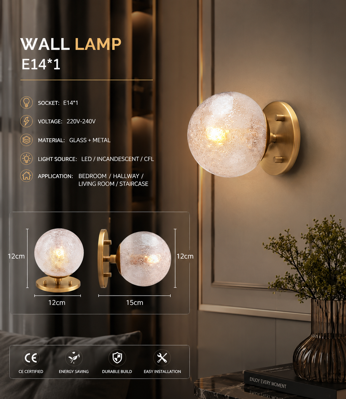 French Retro Crystal Chandelier – Nordic Circle Pendant & Wall Light