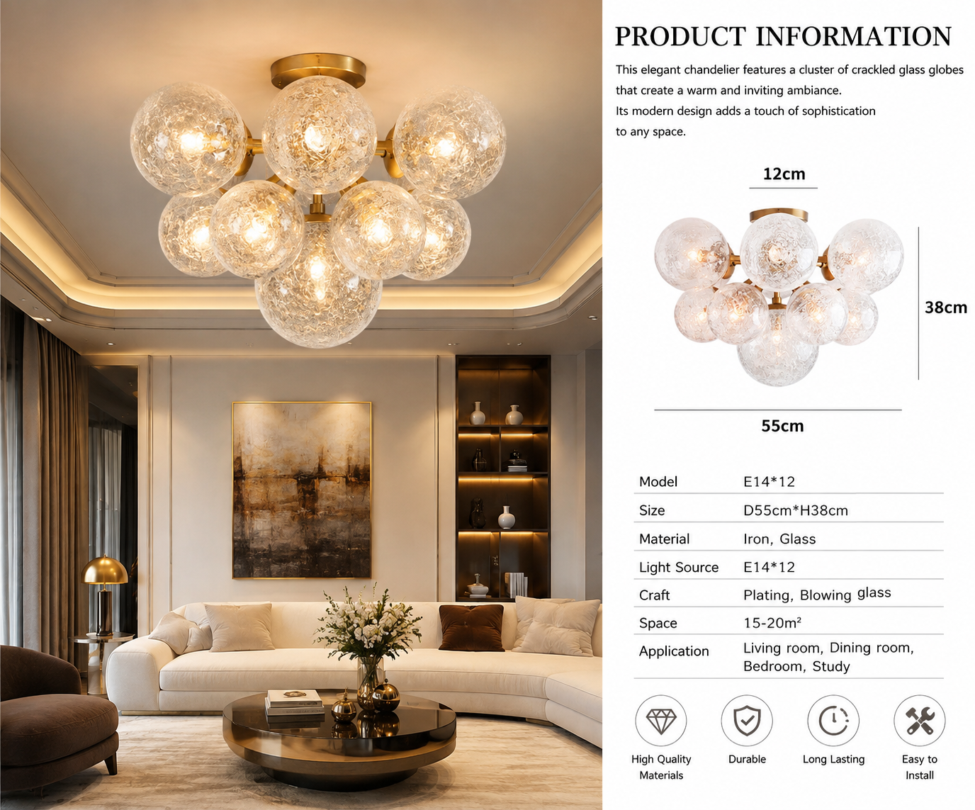 French Retro Crystal Chandelier – Nordic Circle Pendant & Wall Light