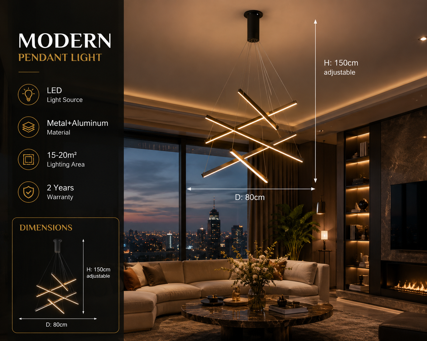 Modern LED Staircase Chandelier