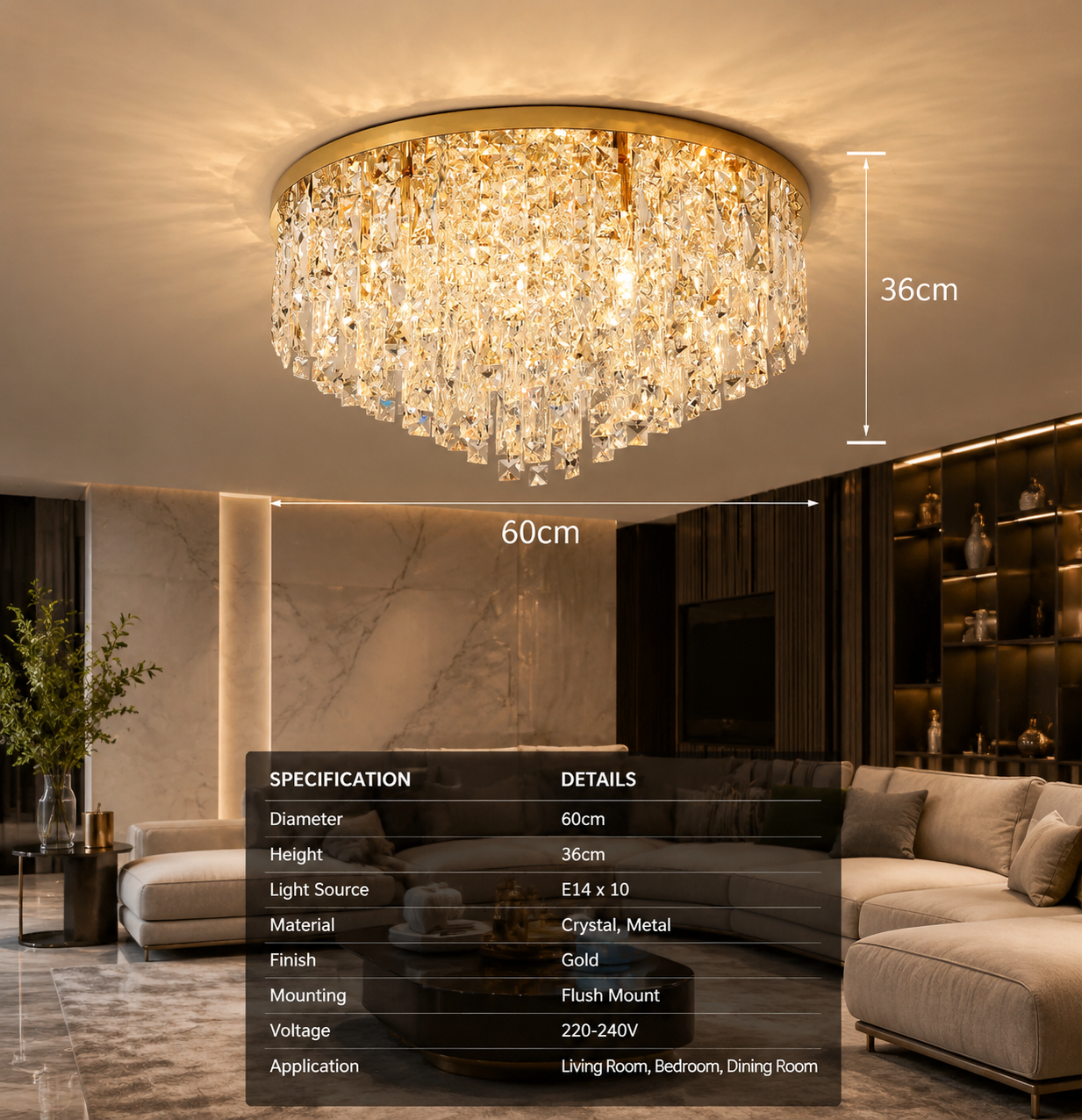 Luxurious Crystal Ceiling Chandelier