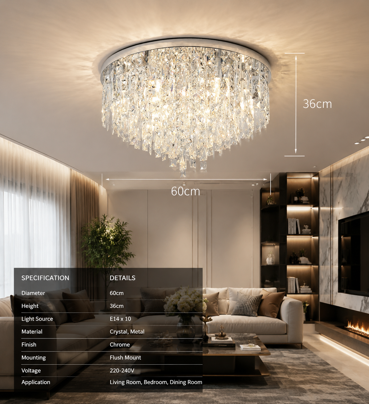 Luxurious Crystal Ceiling Chandelier