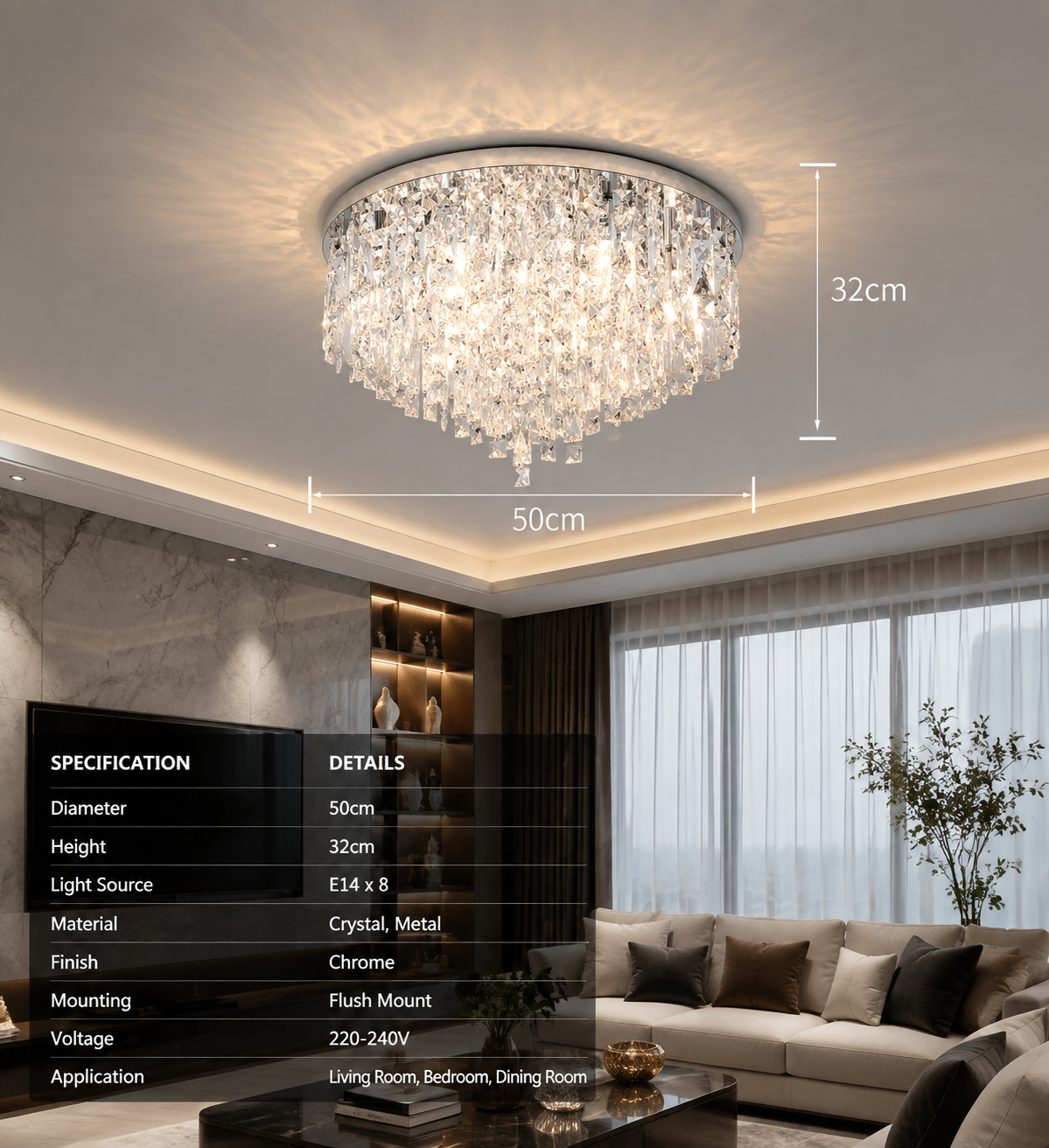 Luxurious Crystal Ceiling Chandelier