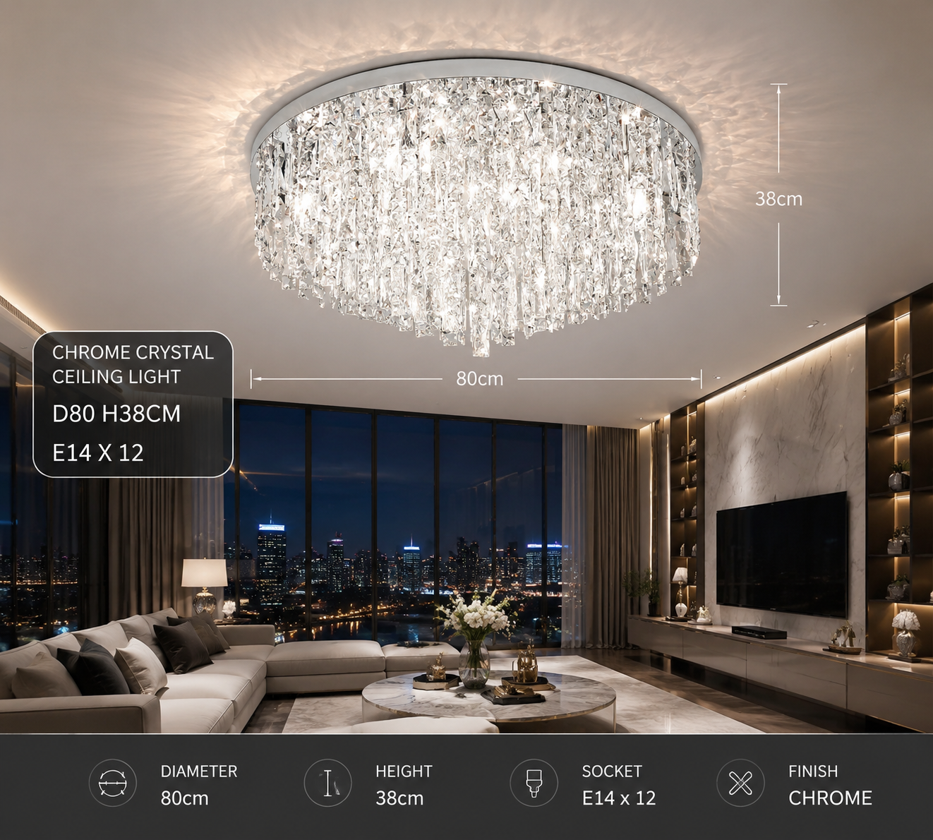 Luxurious Crystal Ceiling Chandelier