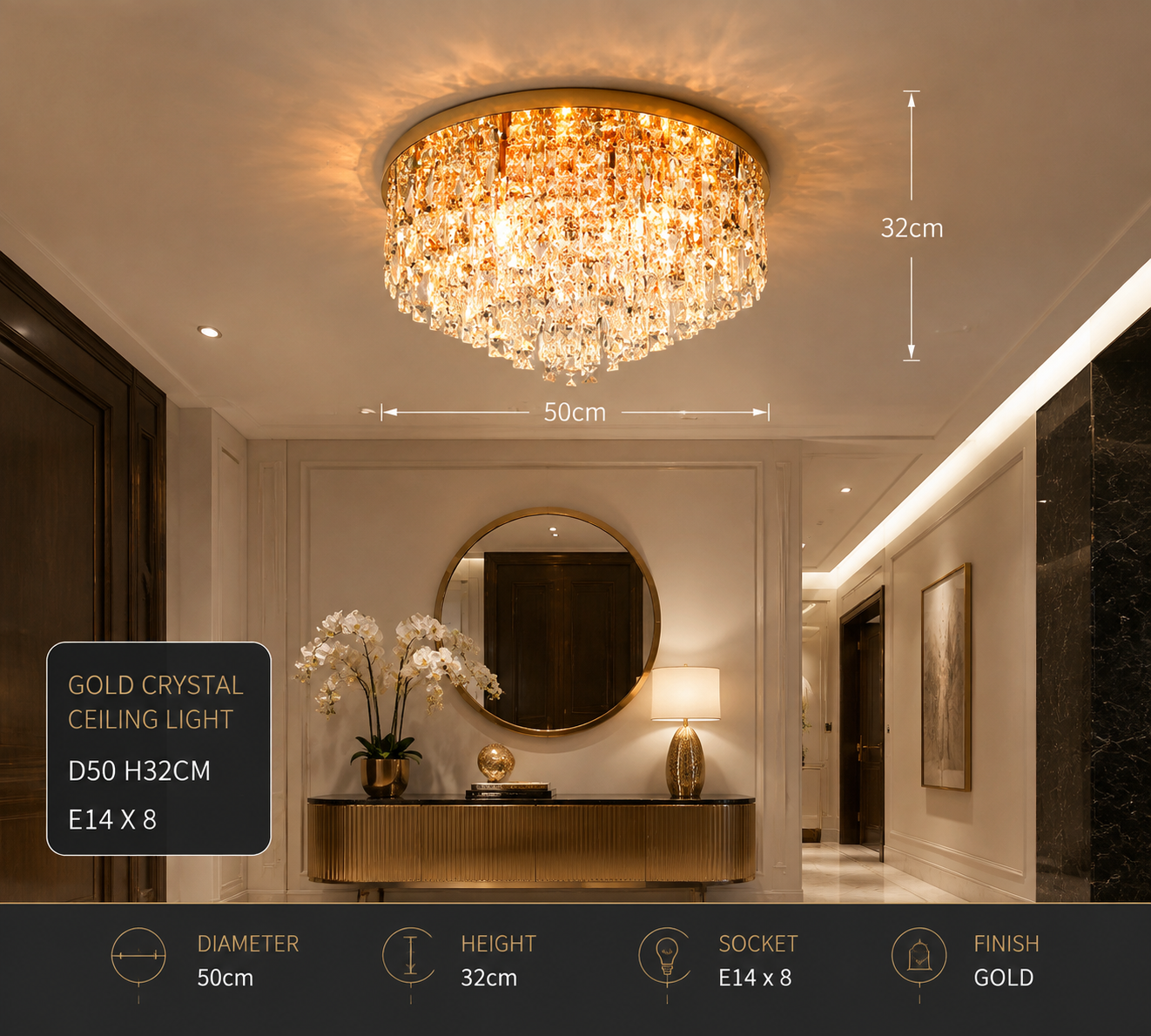 Luxurious Crystal Ceiling Chandelier
