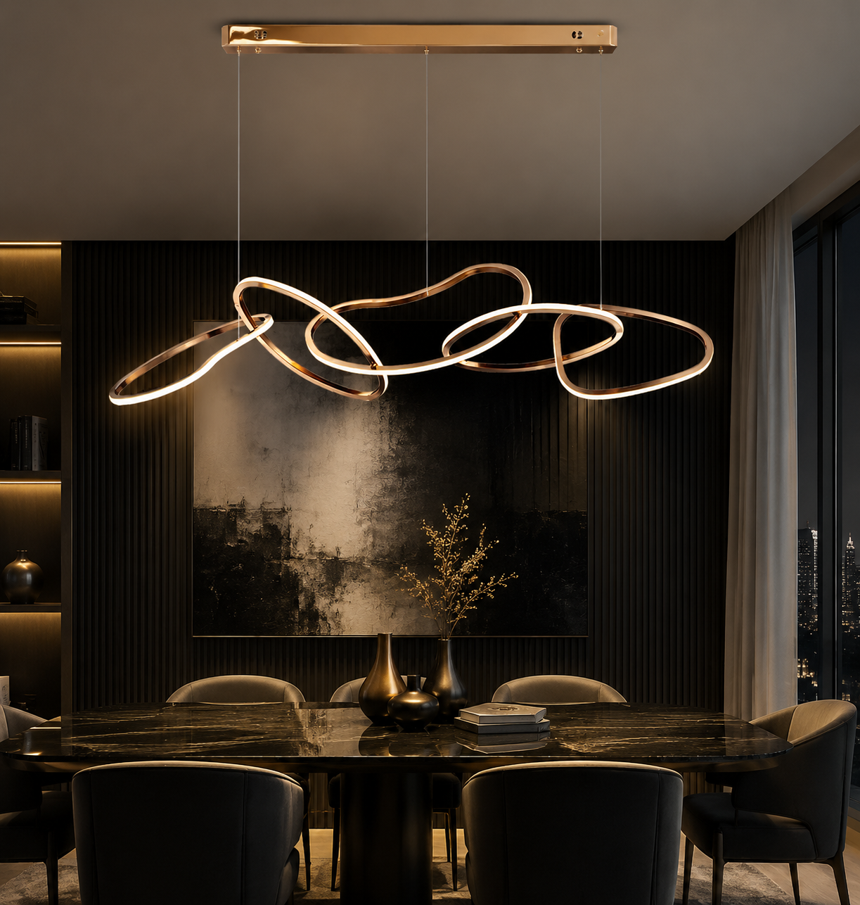 Light Luxury Black Gold Minimalist Bar Island Pendant Light