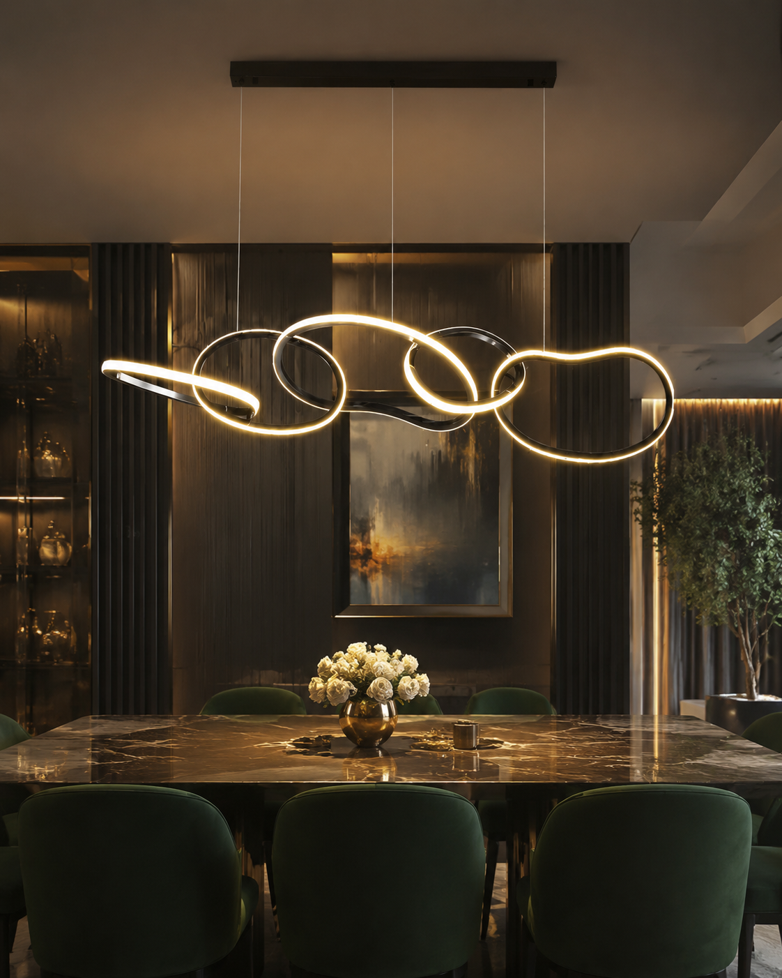 Light Luxury Black Gold Minimalist Bar Island Pendant Light