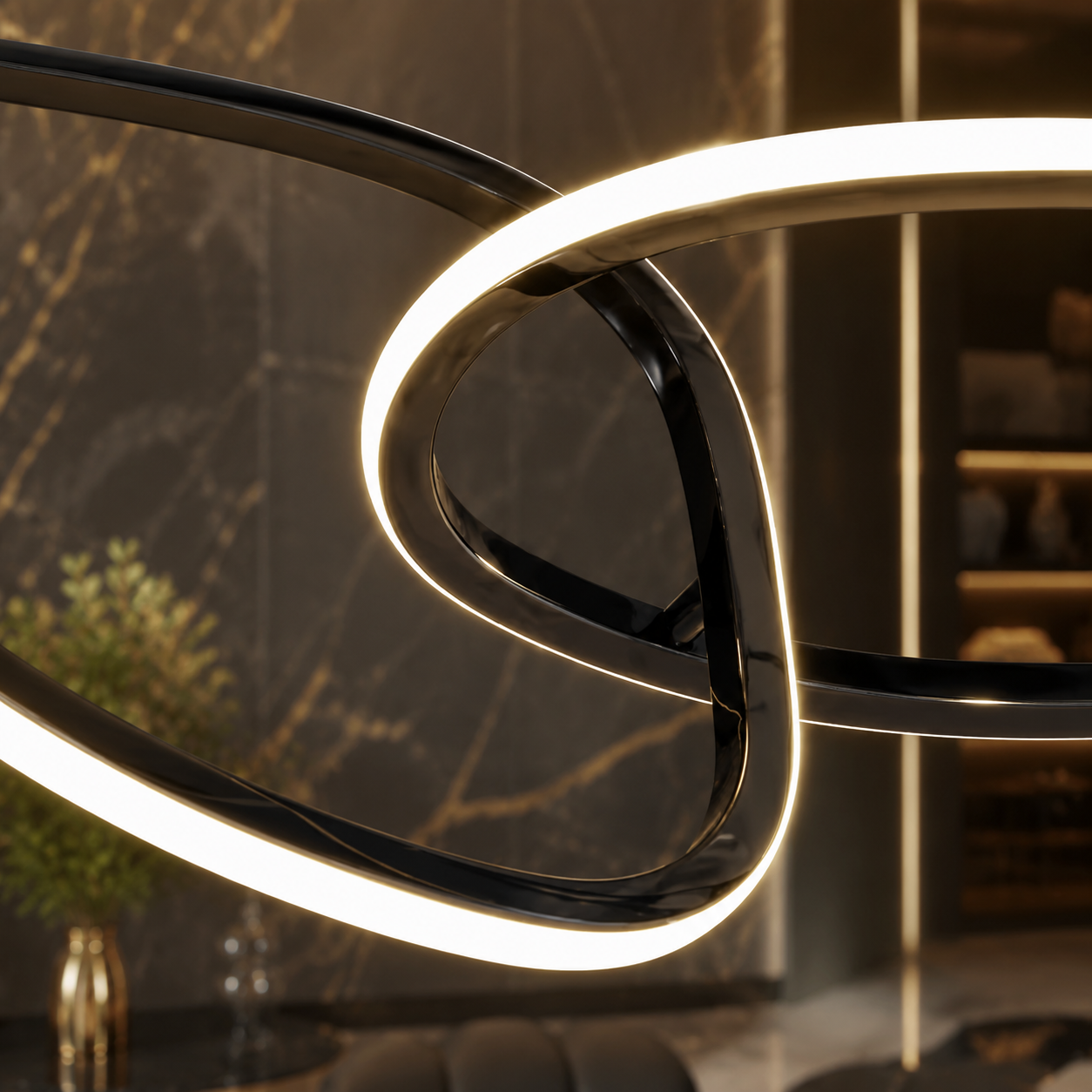 Light Luxury Black Gold Minimalist Bar Island Pendant Light