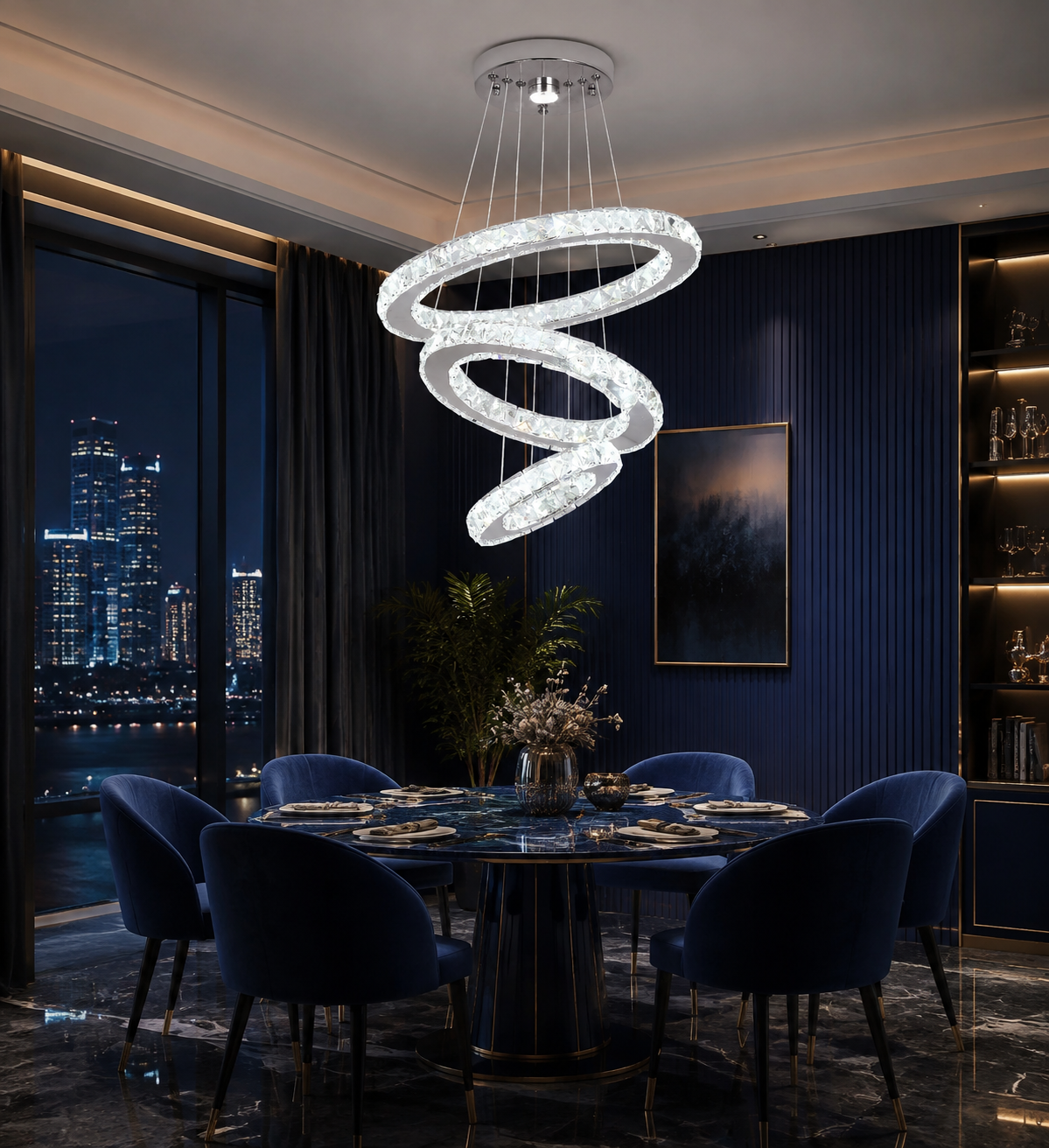 Ring Crystal LED Chandelier Pendant Light for Living Room