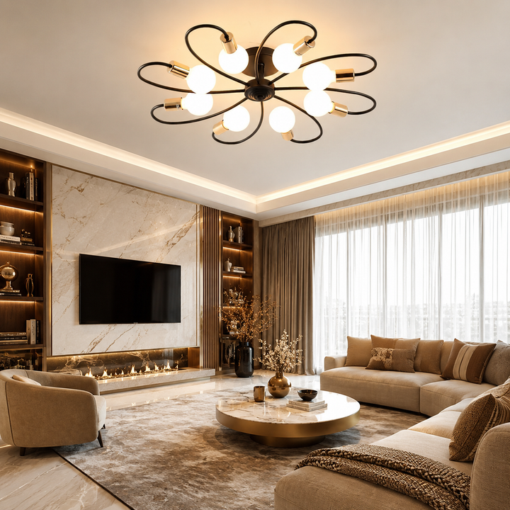 Industrial Multi-Arm Ceiling Chandelier