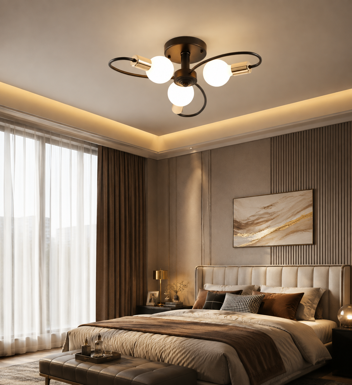Industrial Multi-Arm Ceiling Chandelier