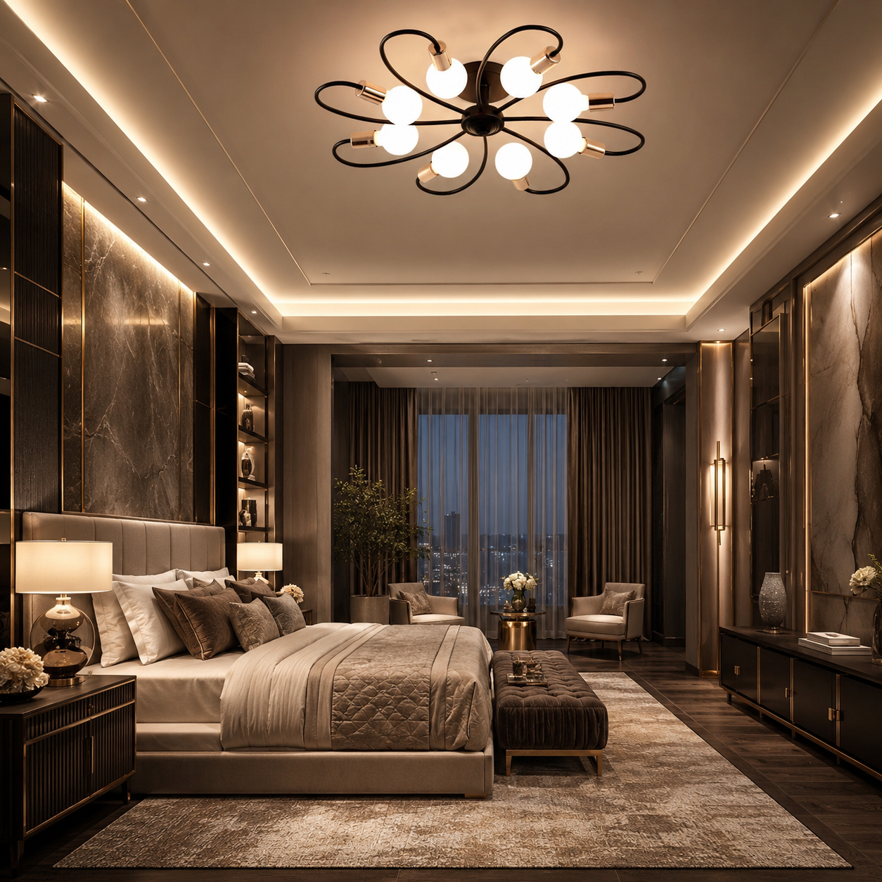 Industrial Multi-Arm Ceiling Chandelier