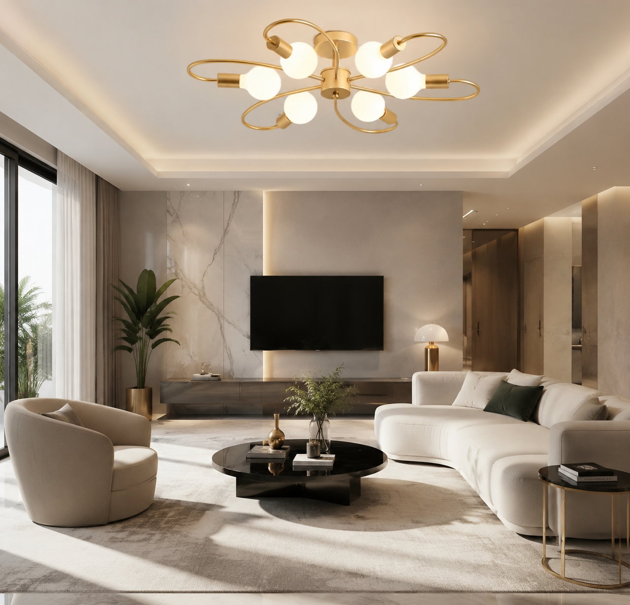 Industrial Multi-Arm Ceiling Chandelier