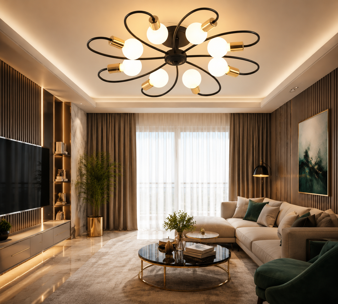 Industrial Multi-Arm Ceiling Chandelier