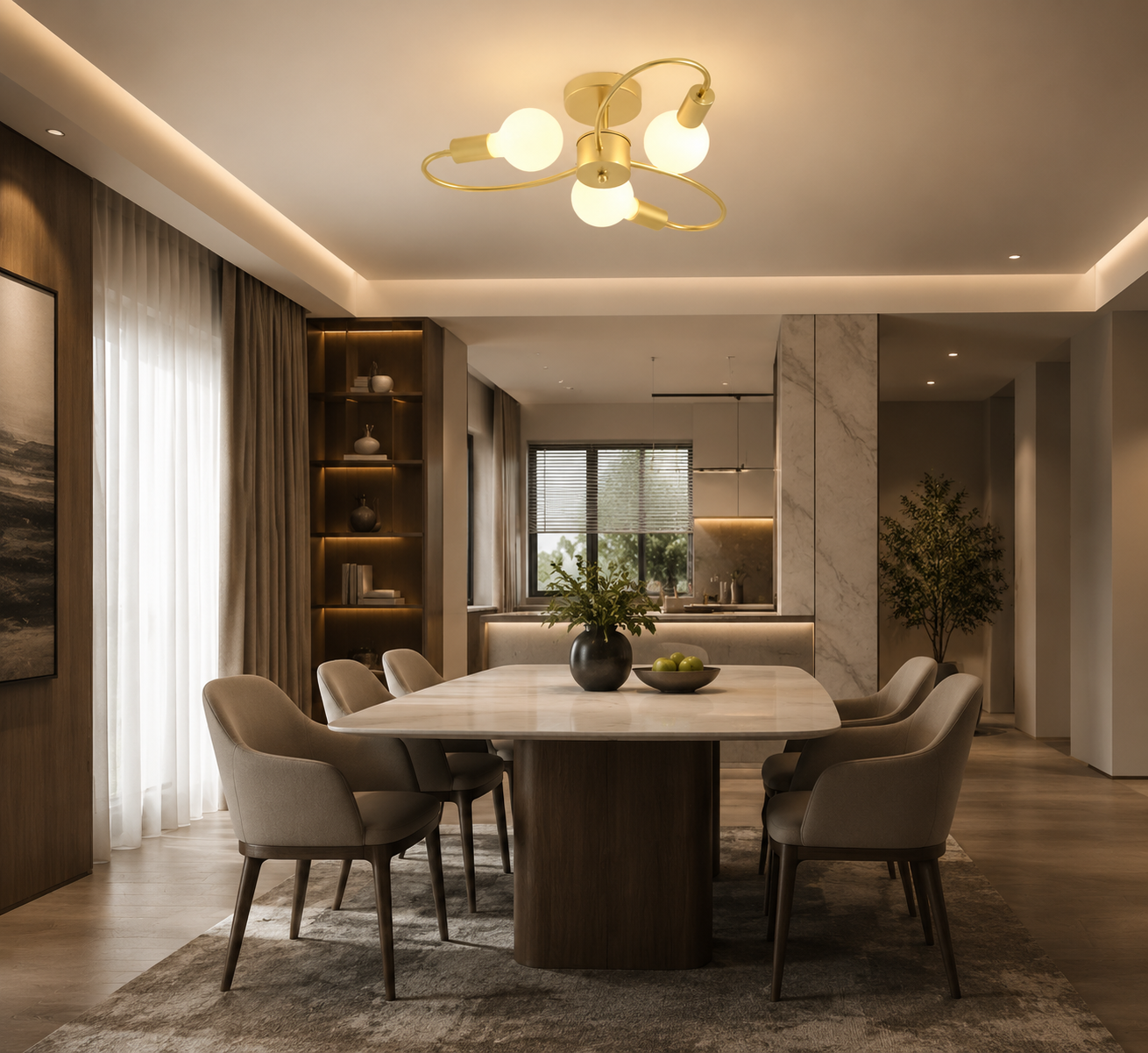 Industrial Multi-Arm Ceiling Chandelier