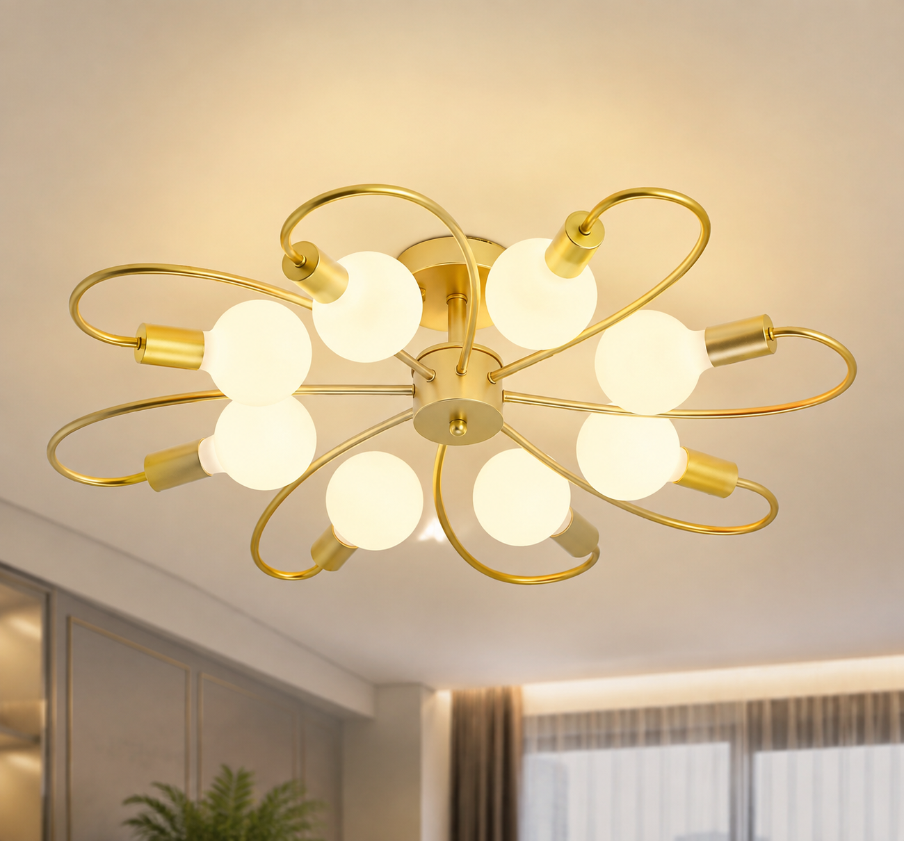 Industrial Multi-Arm Ceiling Chandelier