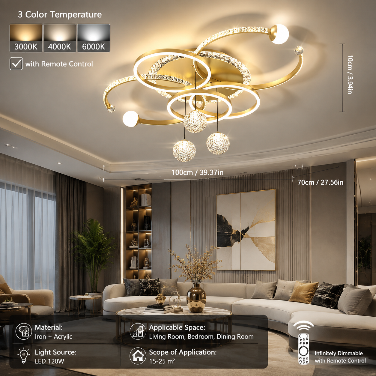 Matte Black Glossy LED Pendant Light for Kitchen & Dining
