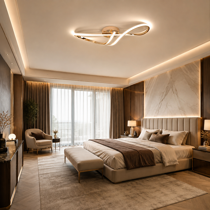 Polished Chrome Semi-Flush LED Ceiling Chandelier