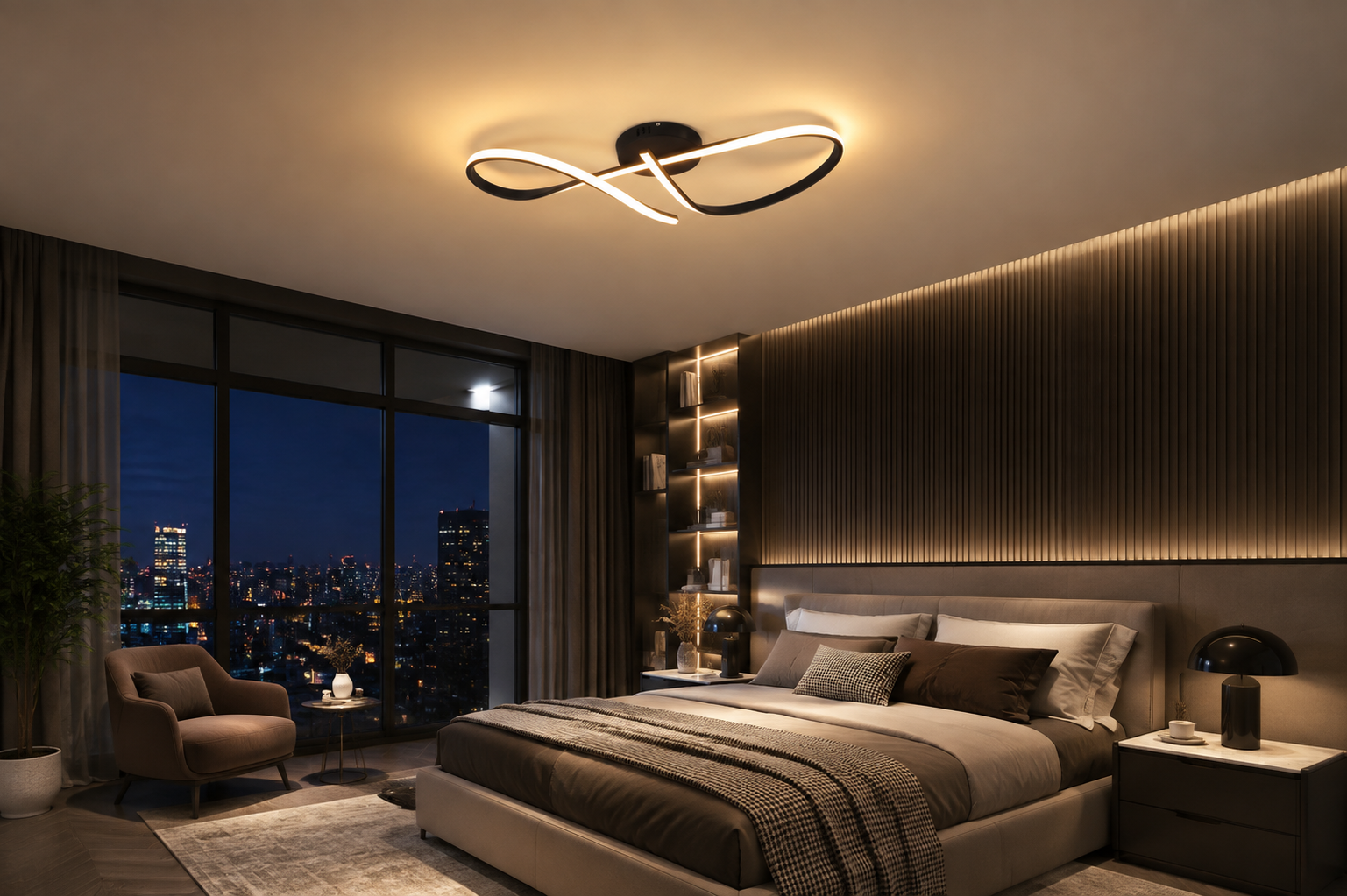 Polished Chrome Semi-Flush LED Ceiling Chandelier