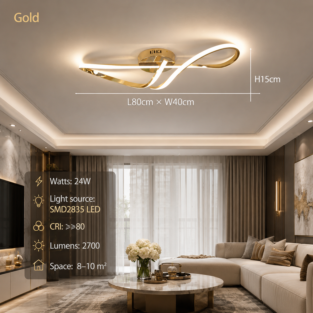 Polished Chrome Semi-Flush LED Ceiling Chandelier