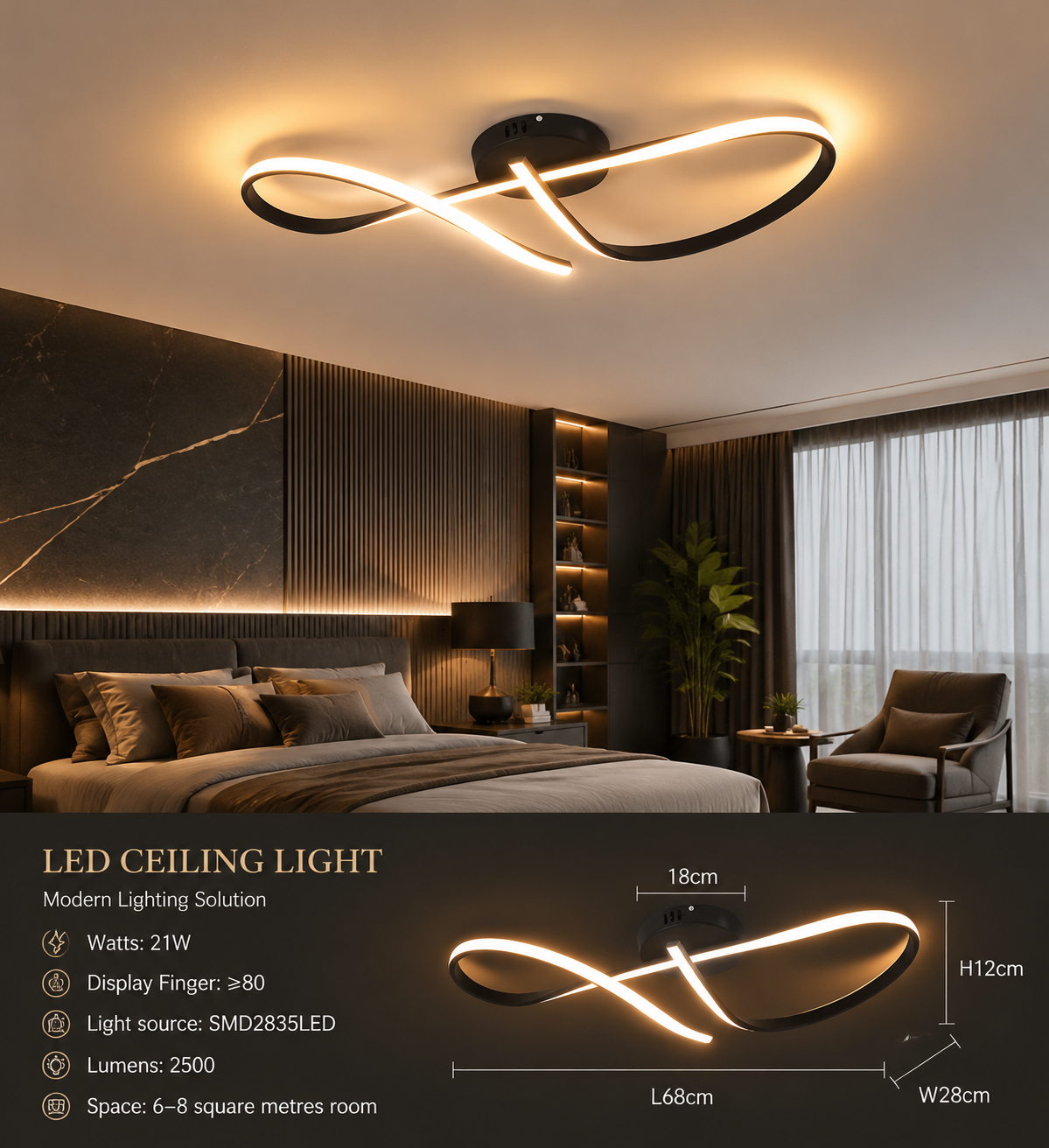 Polished Chrome Semi-Flush LED Ceiling Chandelier