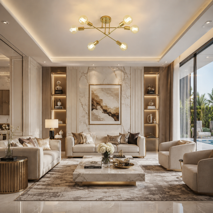 Modern Nordic LED Ceiling Lamp in Black & Gold for Living & Dining Room