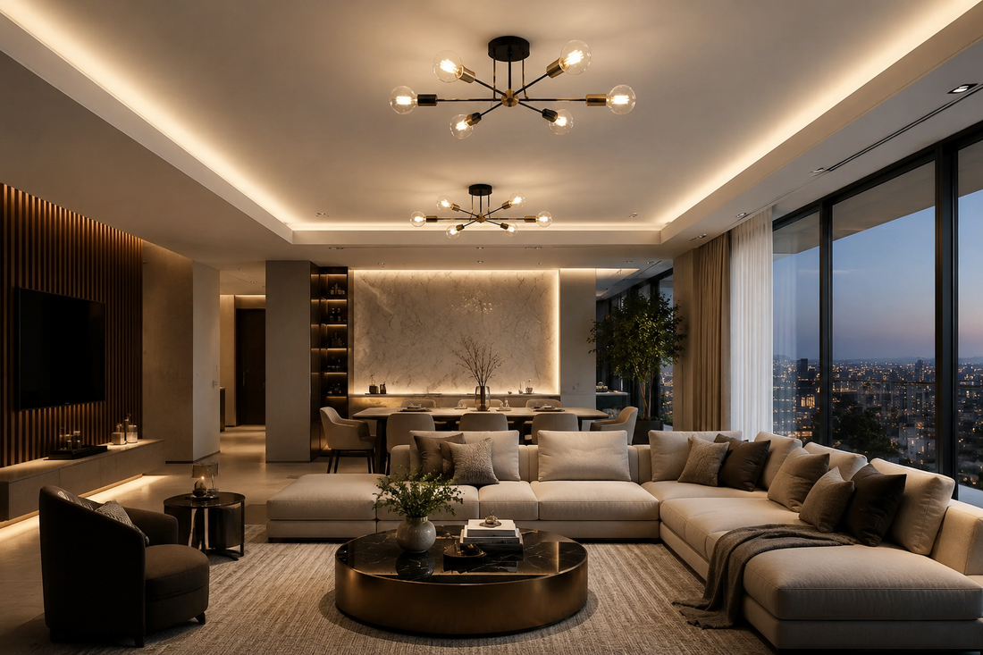 Modern Nordic LED Ceiling Lamp in Black & Gold for Living & Dining Room