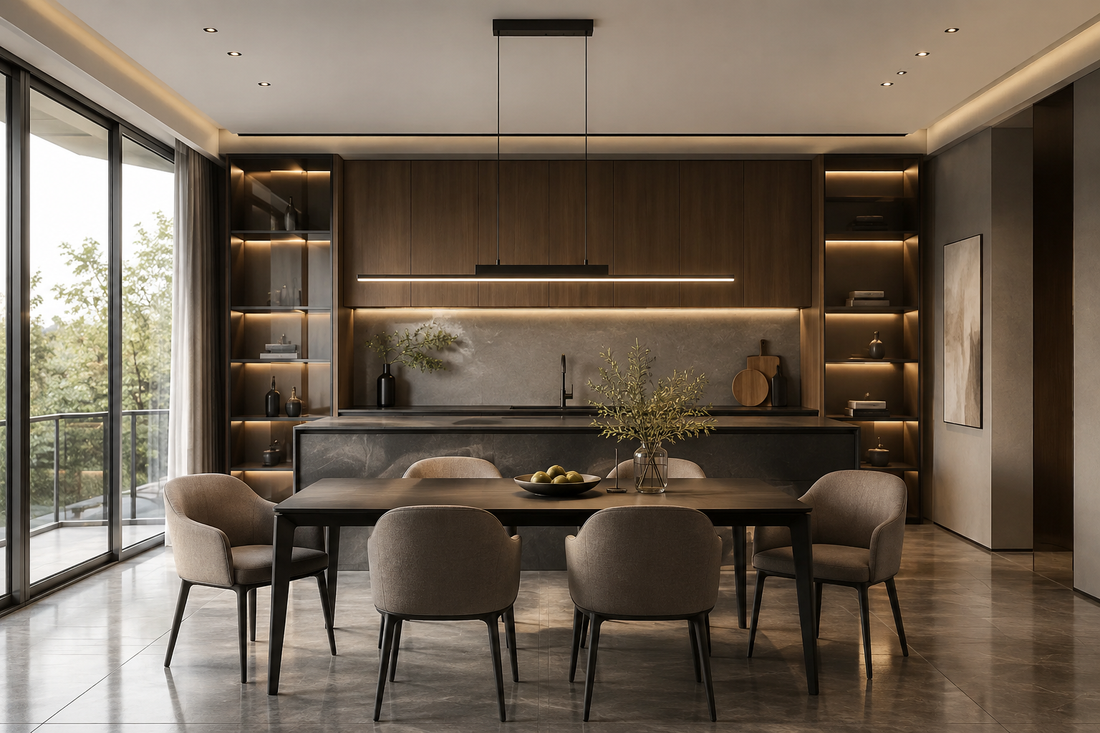 100CM Black & Gold Long Chandelier Pendant Light for Dining Room & Kitchen
