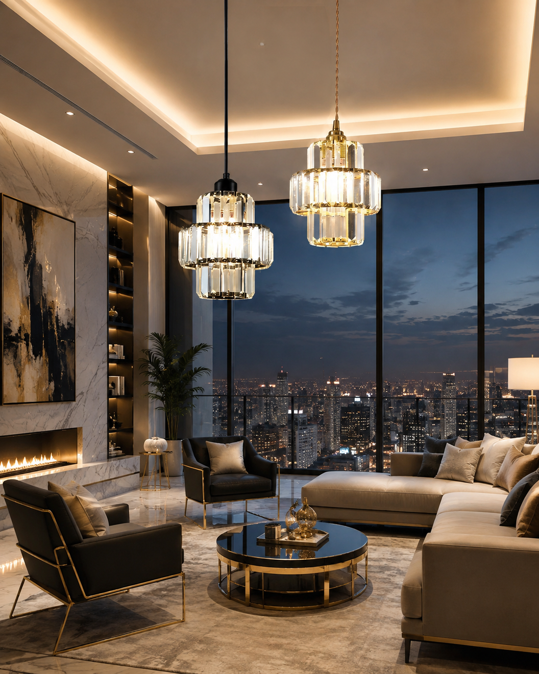 Crystal & Glass Chandelier