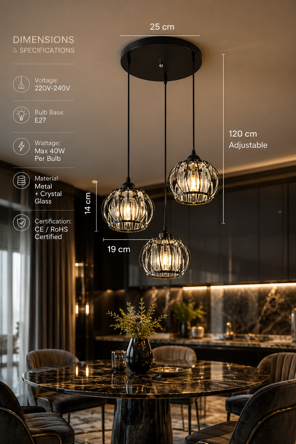 Crystal & Glass Chandelier