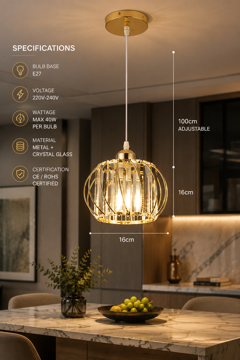 Crystal & Glass Chandelier