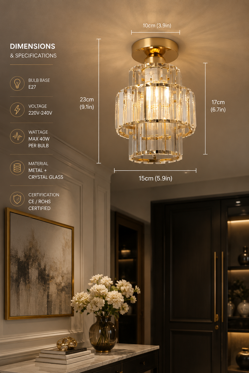 Crystal & Glass Chandelier