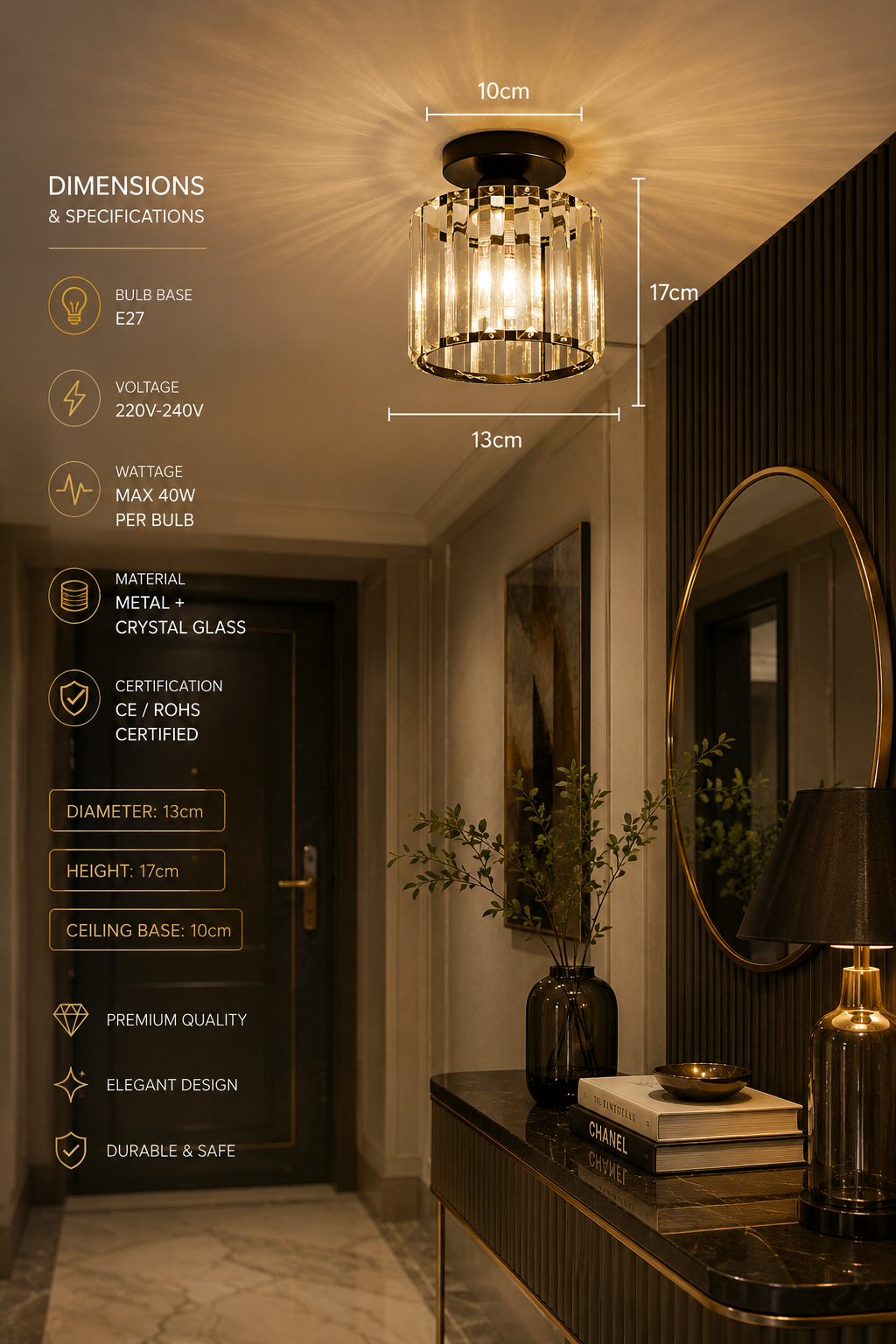 Crystal & Glass Chandelier