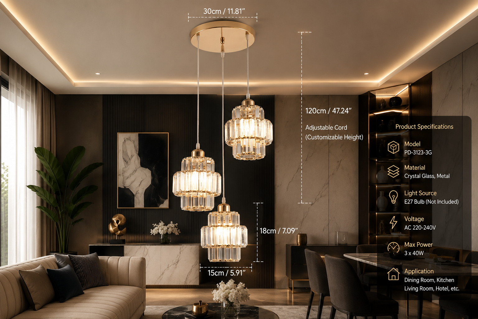 Crystal & Glass Chandelier