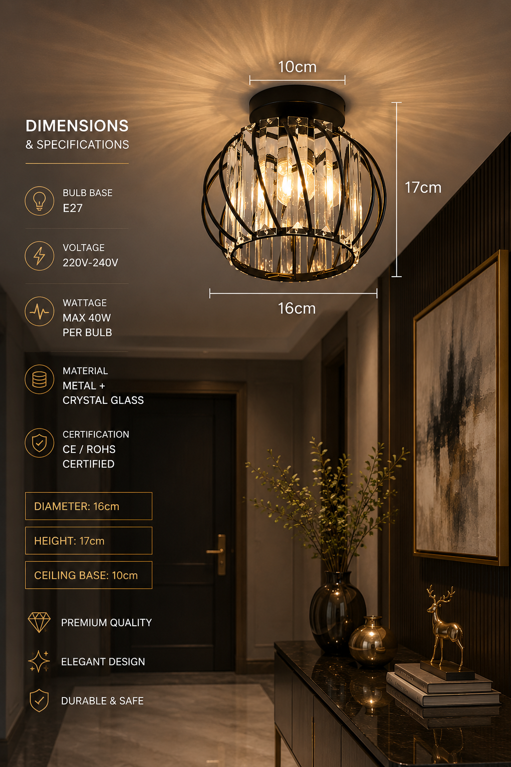Crystal & Glass Chandelier