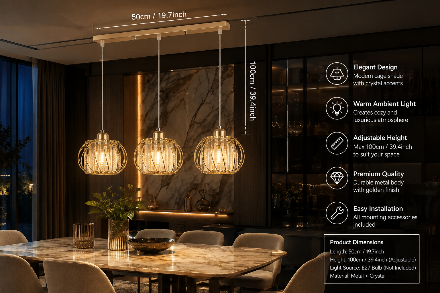 Crystal & Glass Chandelier
