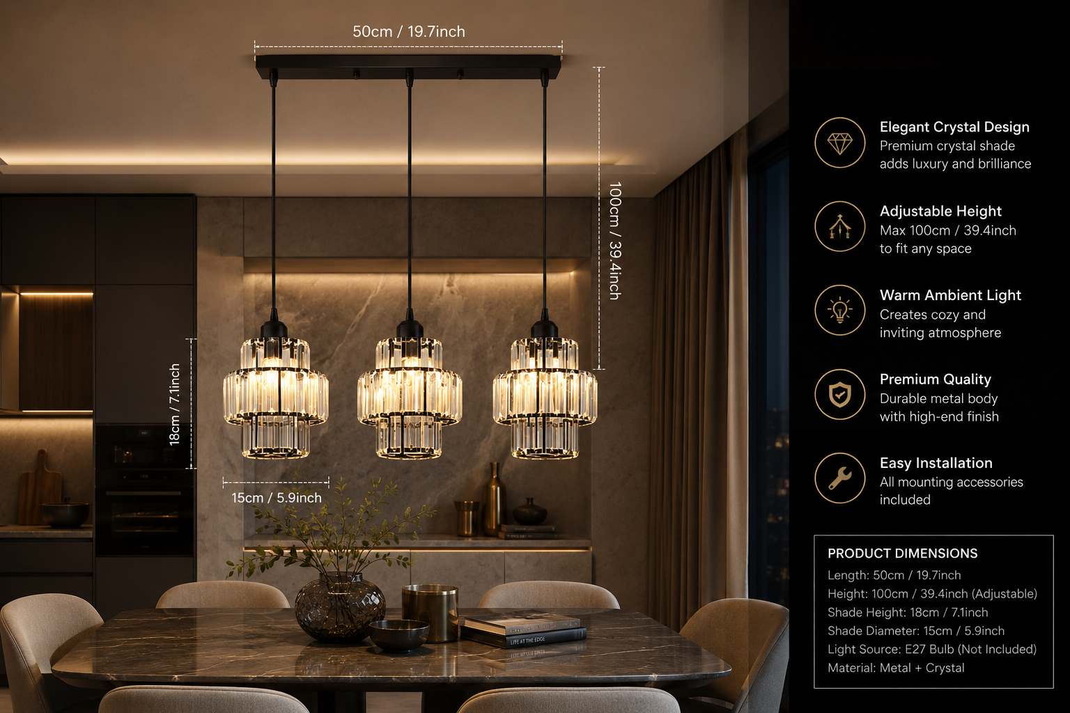 Crystal & Glass Chandelier