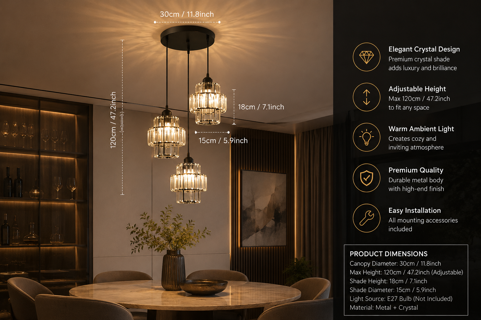 Crystal & Glass Chandelier