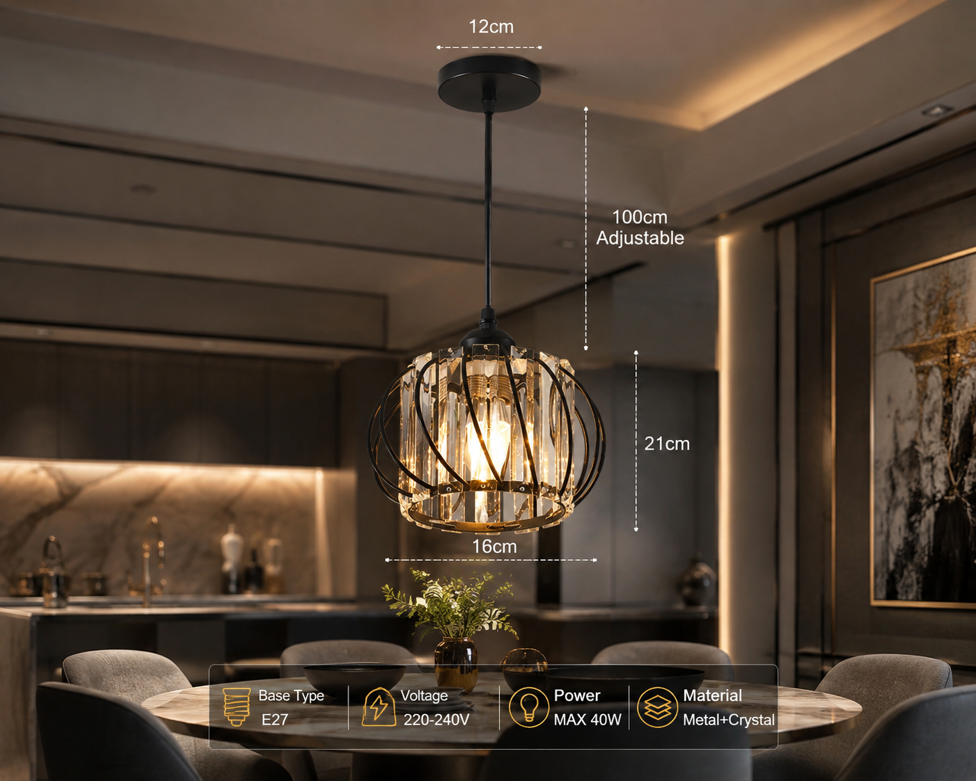 Crystal & Glass Chandelier