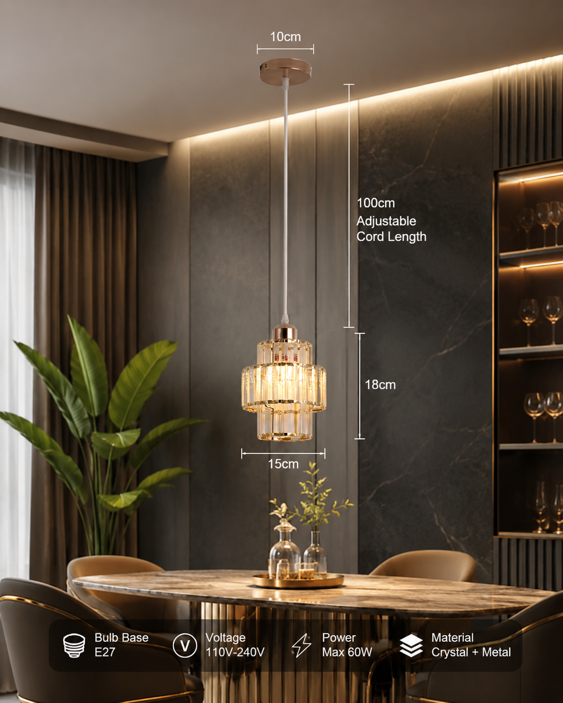 Crystal & Glass Chandelier
